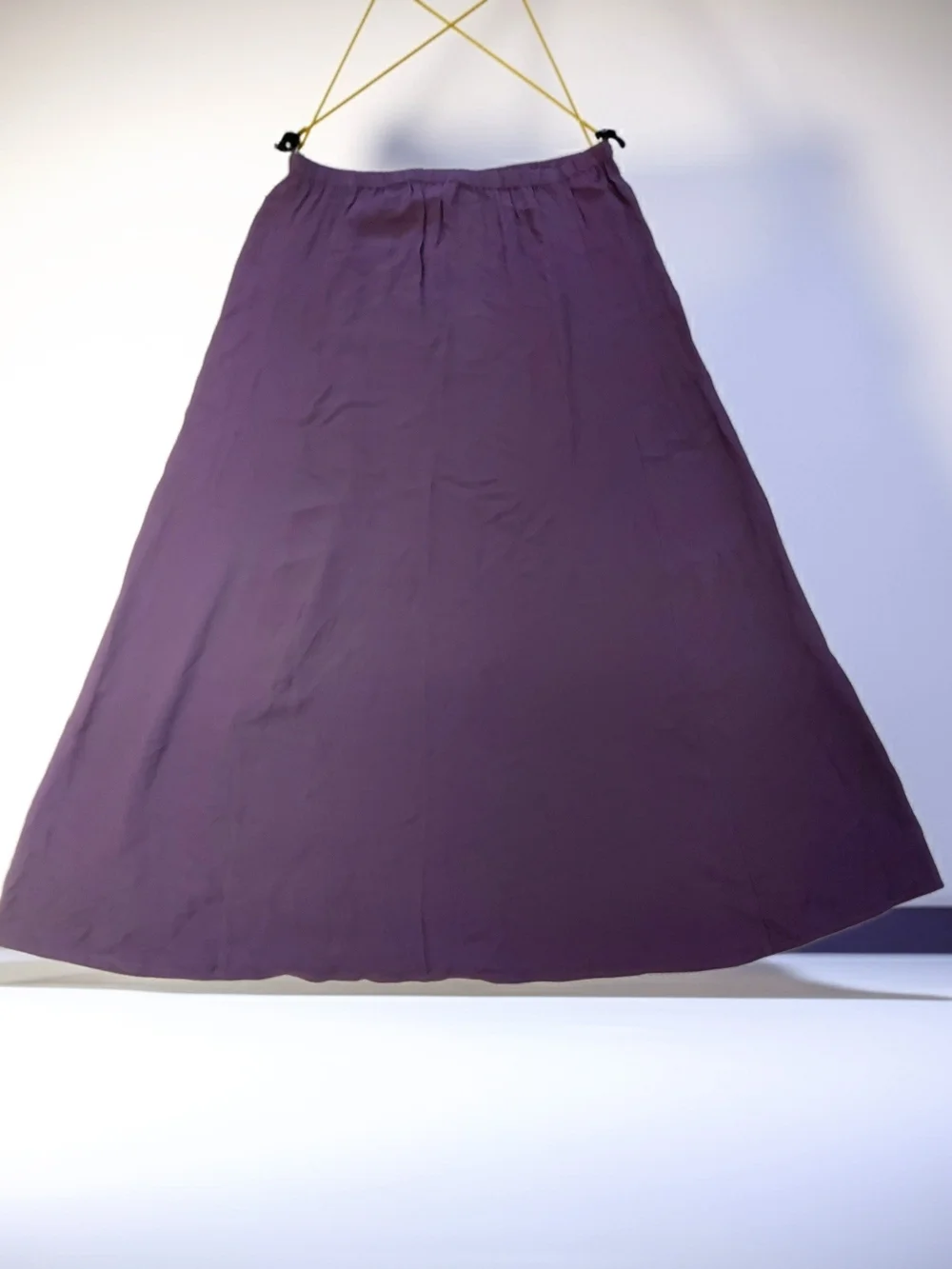 Eileen Fisher Deep Purple A-Line Elastic Waistband Silk Skirt Size M